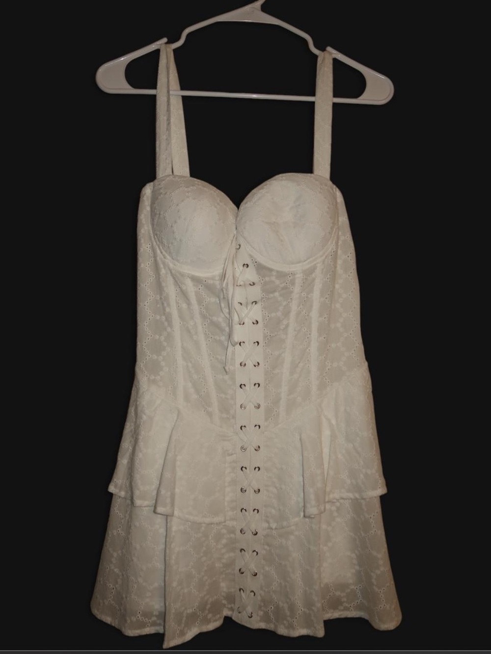 Women's Ivory Lace Bustier Dress with Corset Front